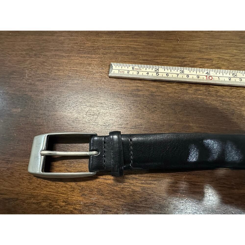 Tom James Mens Belt 40 Black Leather Solid Brass Buckle Elegant Glam USA Made - Picture 10 of 10
